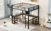 Vintage-Style Loft Bed with Desk & Storage