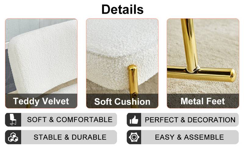 Cozy Teddy Rocker with Chic Gold Legs