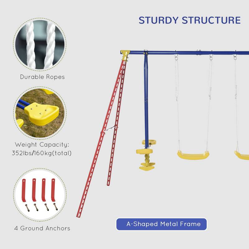 Outsunny Fun Swing Set Adventure