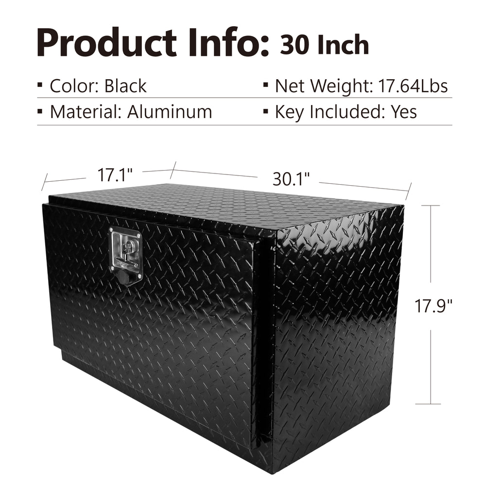 Sturdy Black Aluminum Toolbox for Trucks & Trailers - Waterproof & Secure Storage