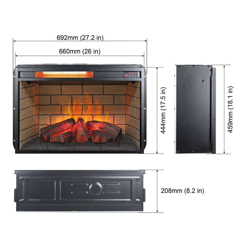 Cozy Infrared Fireplace Insert with Brick Design