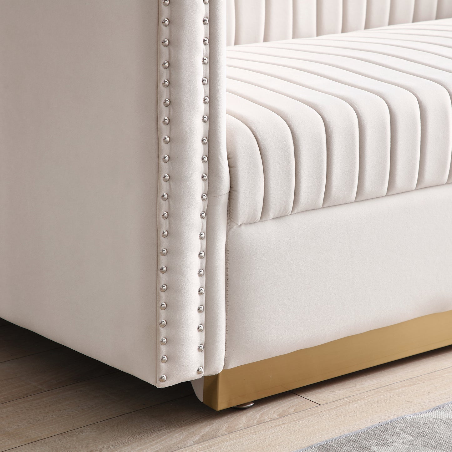 Chic Velvet Channel Tufted Loveseat