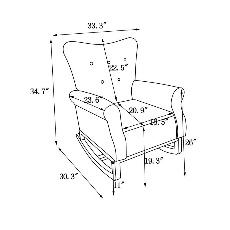 Velvet Mid-Century Rocker Chair