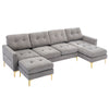 Cozy L-Shaped Sectional Sofa with Movable Ottoman - Light Grey