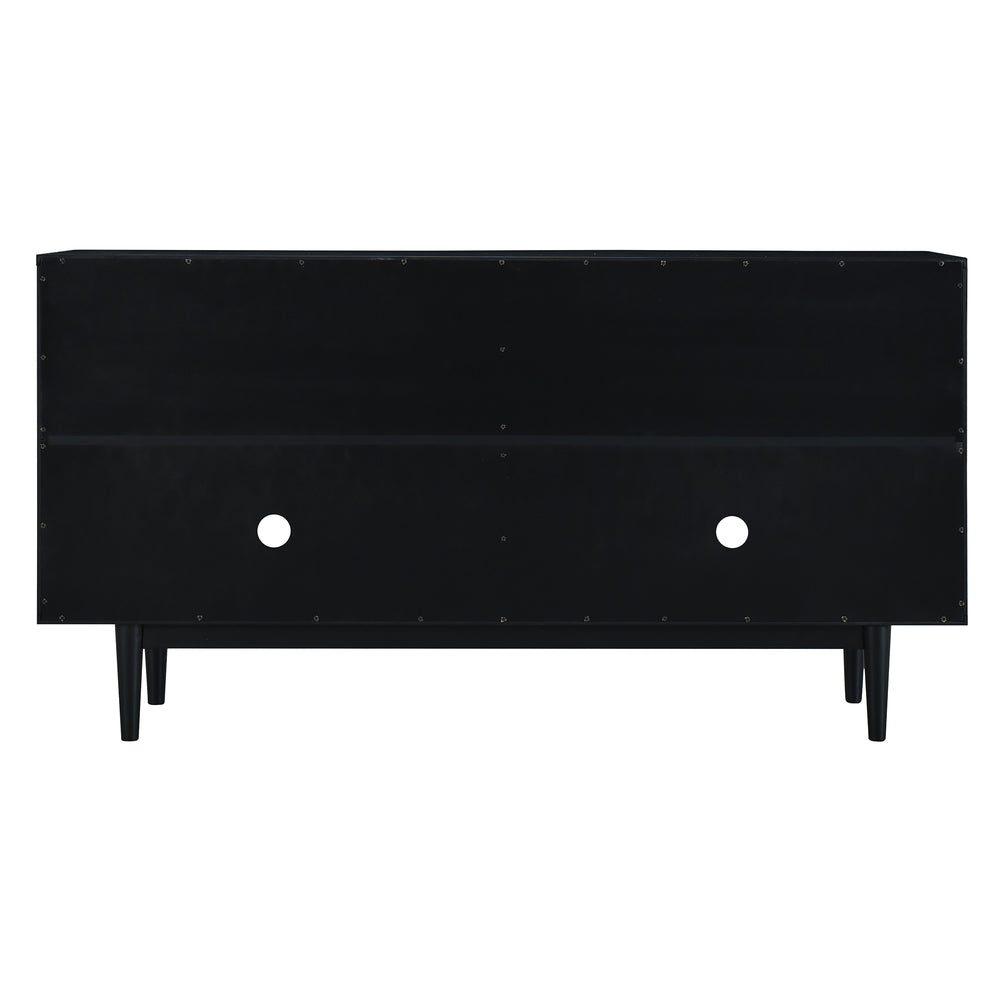 Sleek Black Sideboard with Stylish Curved Doors and Silver Handles