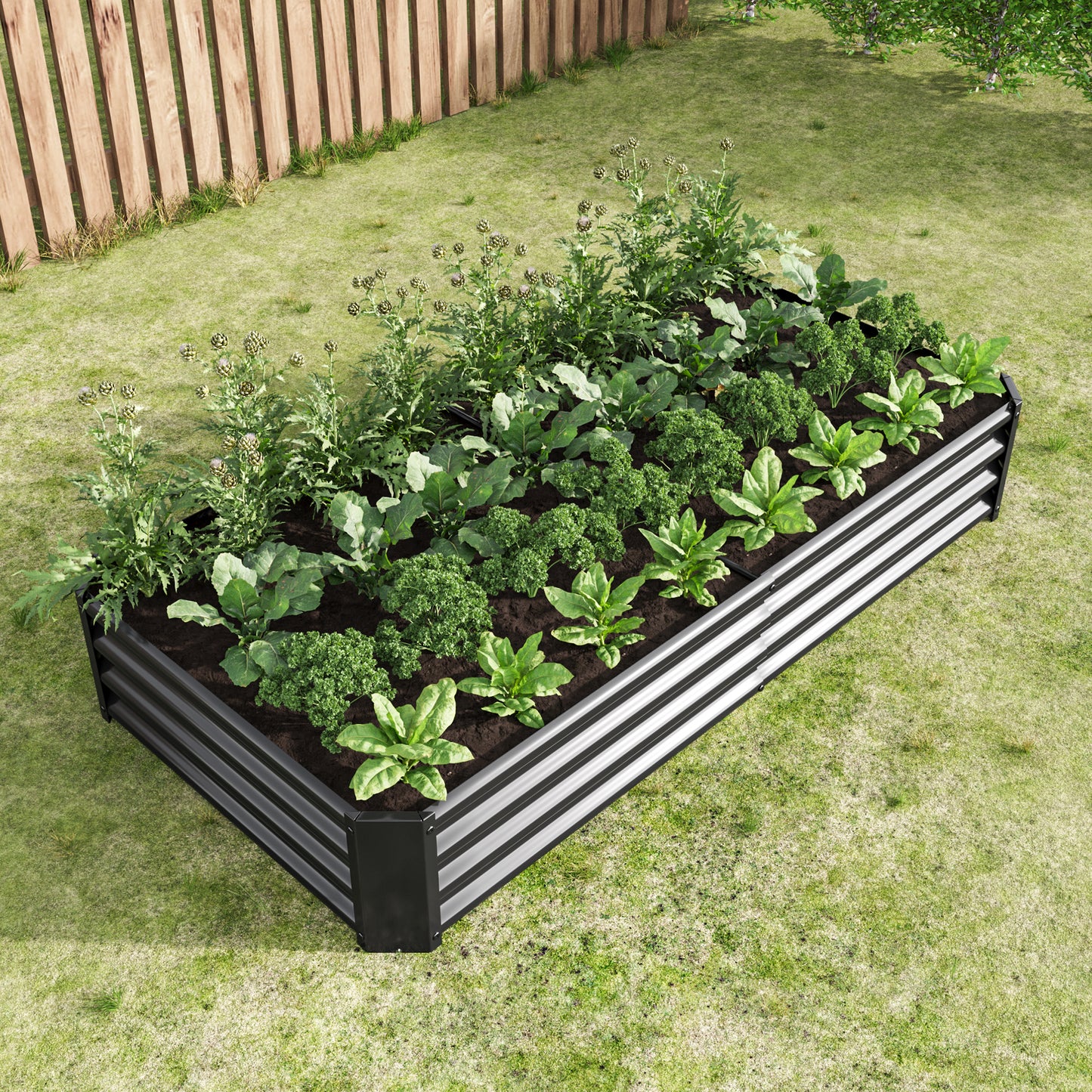 Sleek Black Garden Bed for Beautiful Blooms