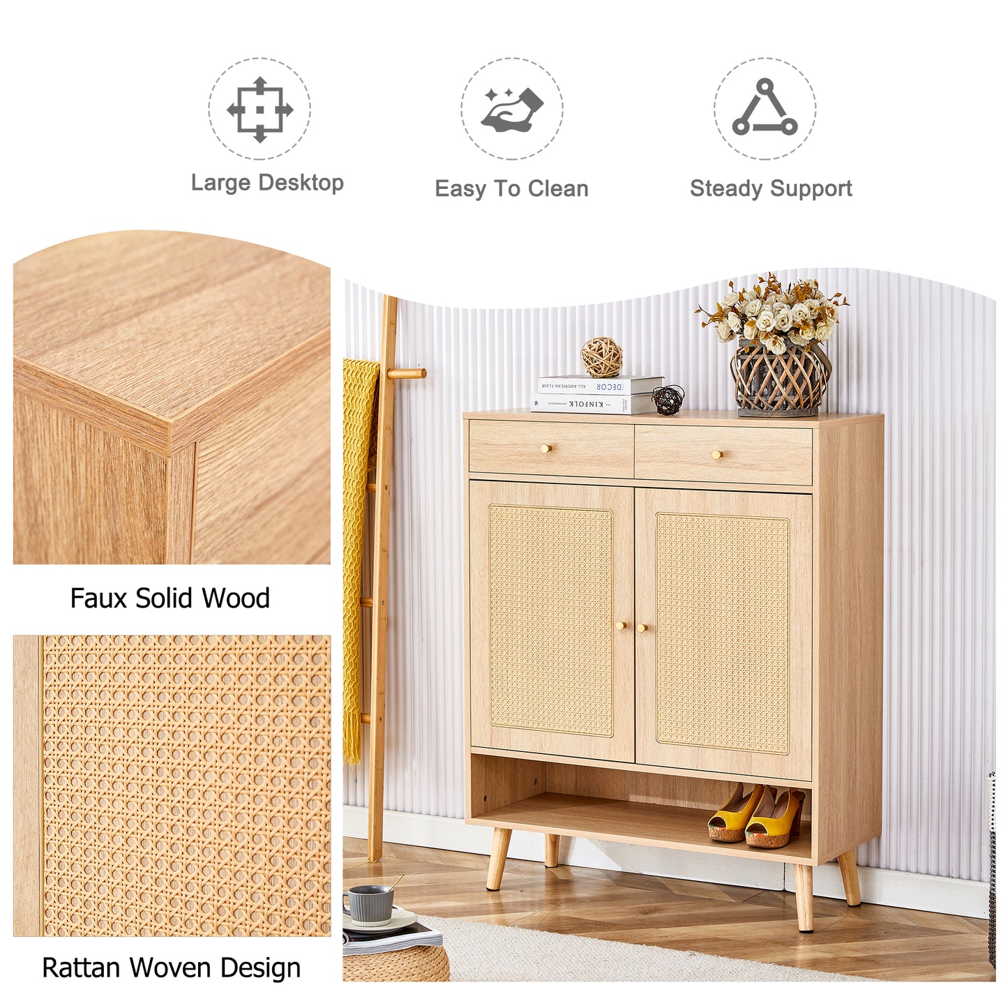 Chic Rattan Storage Cabinet