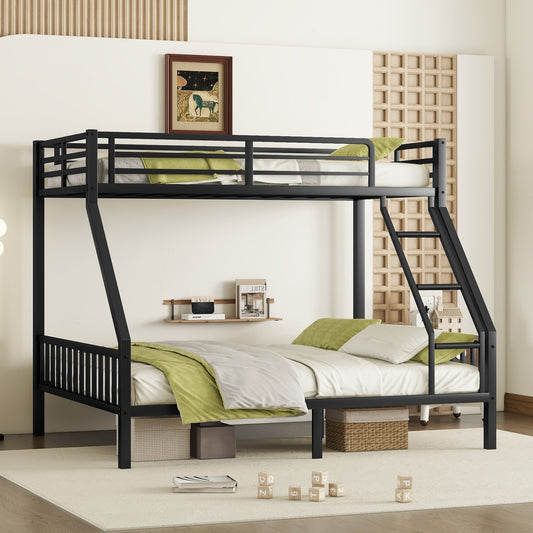 Space-Saving Metal Bunk Bed in Black for Teens and Adults