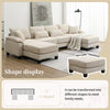 Cozy Corduroy Sectional Sofa Bed with Ottomans & Pillows