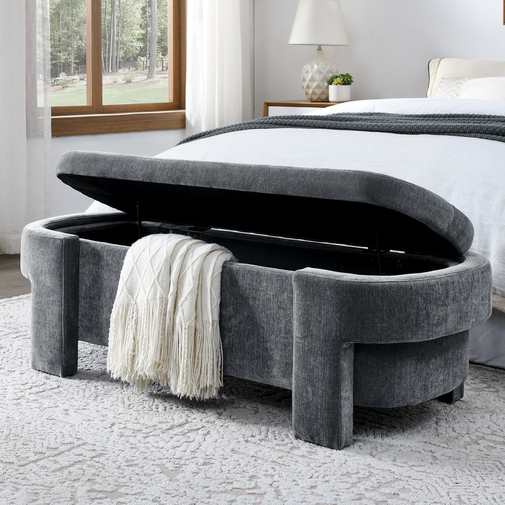 Chic Chenille Storage Bench