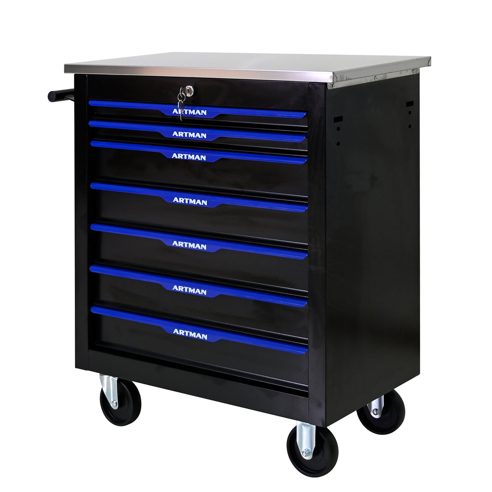 Versatile Rolling Tool Cart in Black and Blue