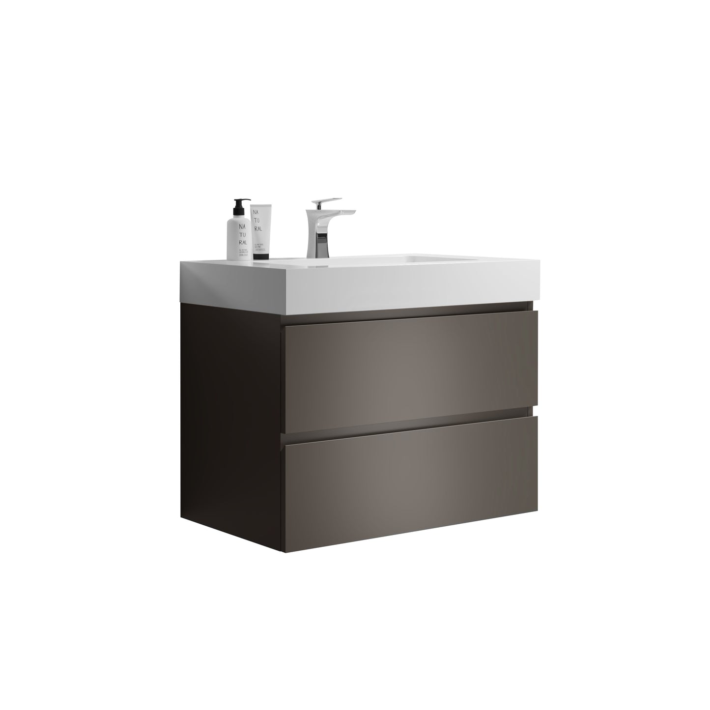 Sleek Gray Wall-Mounted Vanity with Sink