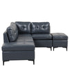 Cozy Blue L-Shaped Corner Sofa with Storage Ottomans