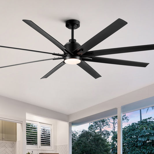 Bright Breeze: Oversized LED Ceiling Fan with Sleek Black Blades