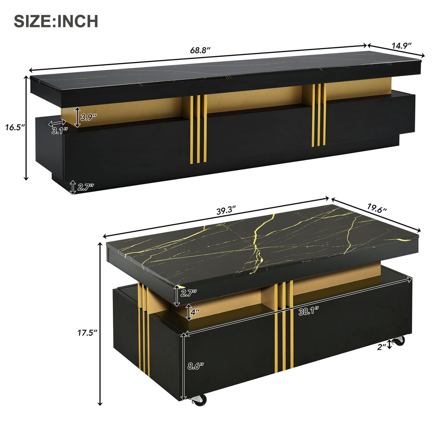 Sleek Luxe TV & Coffee Table Duo