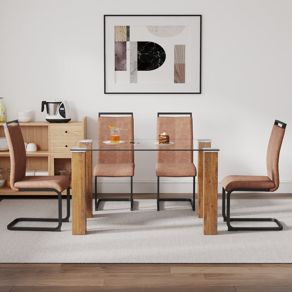 Chic Glass & Wood Dining Set