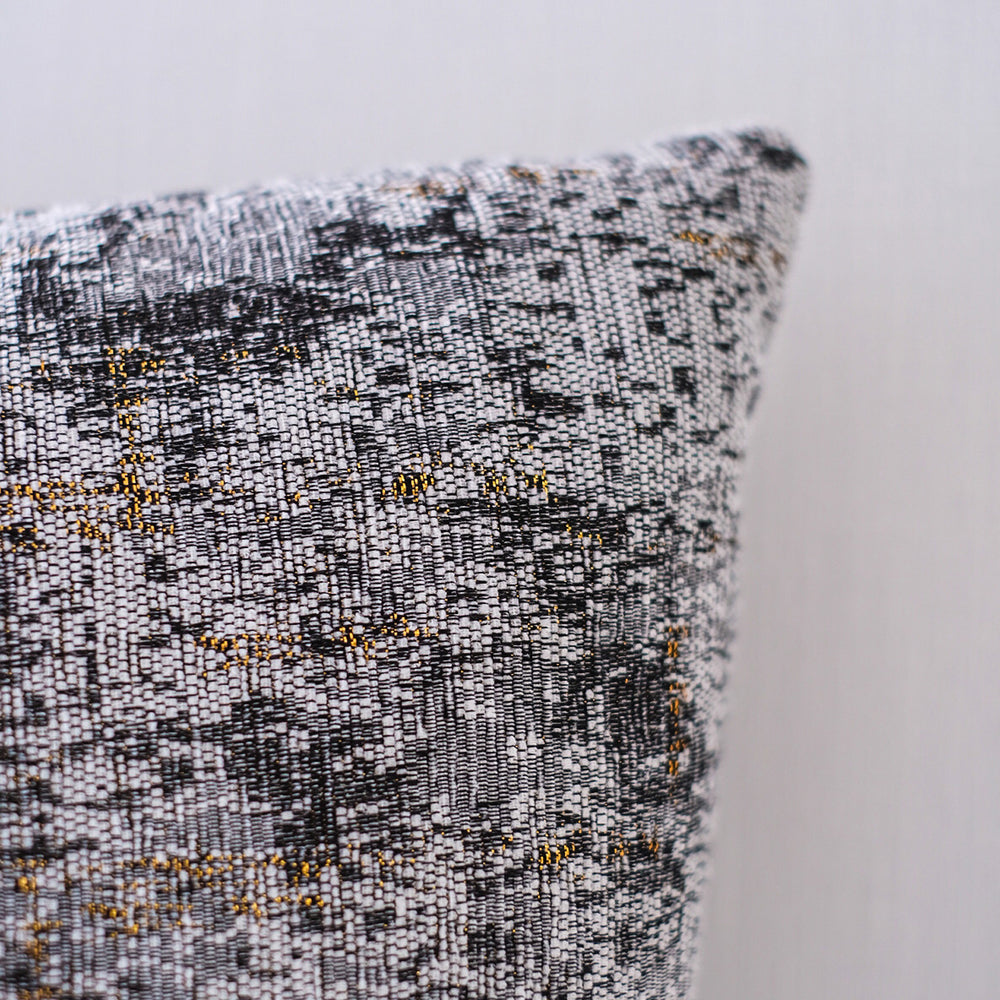 Chic Gray & Gold Chenille Pillow