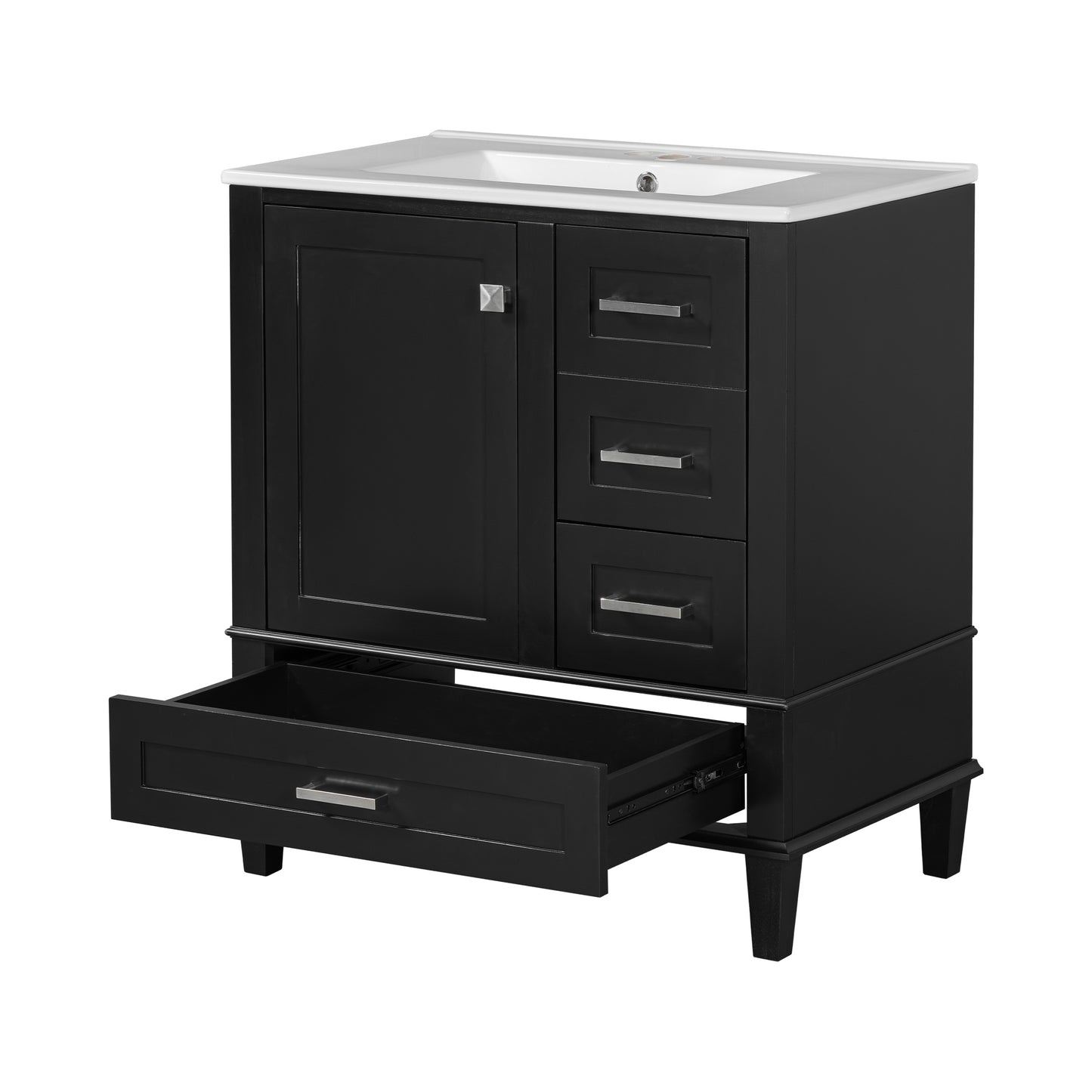 Sleek Black Bathroom Vanity with Sink and Soft-Close Storage