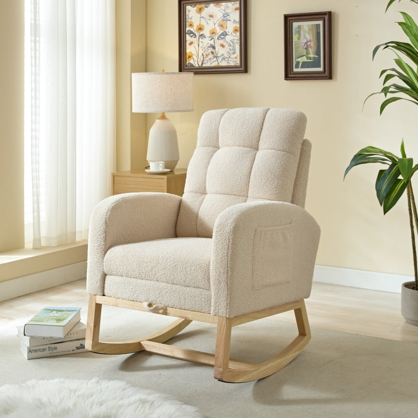 Cozy Rocking Lounge Chair with Footrest & Side Pocket