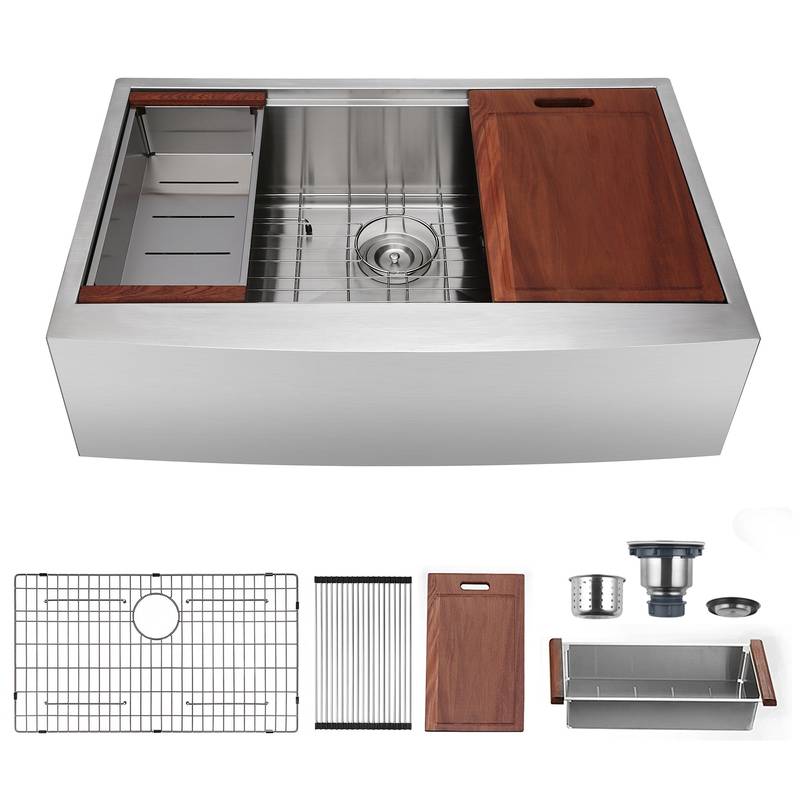 Farmhouse Stainless Steel Kitchen Sink: Sleek Workstation Design
