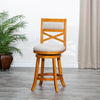 Swivel Comfort X-Back Stool in Natural with Beige Seat