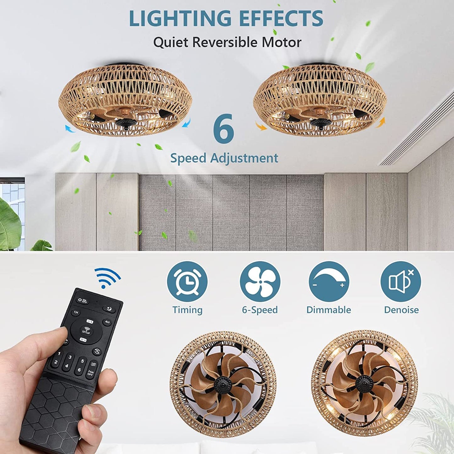 Smart Dimming Ceiling Fan with Remote Light