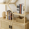 Natural Rattan Tall Bookshelf with Cabinet