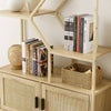 Natural Rattan Tall Bookshelf with Cabinet