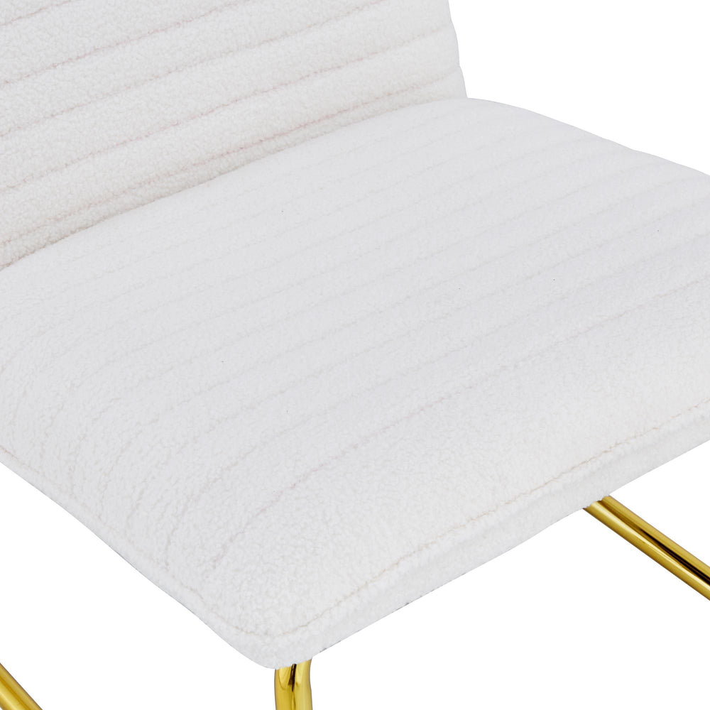 Chic White Armless Sofa Chair with Gold Legs