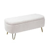 Chic Ivory Storage Ottoman with Gold Legs