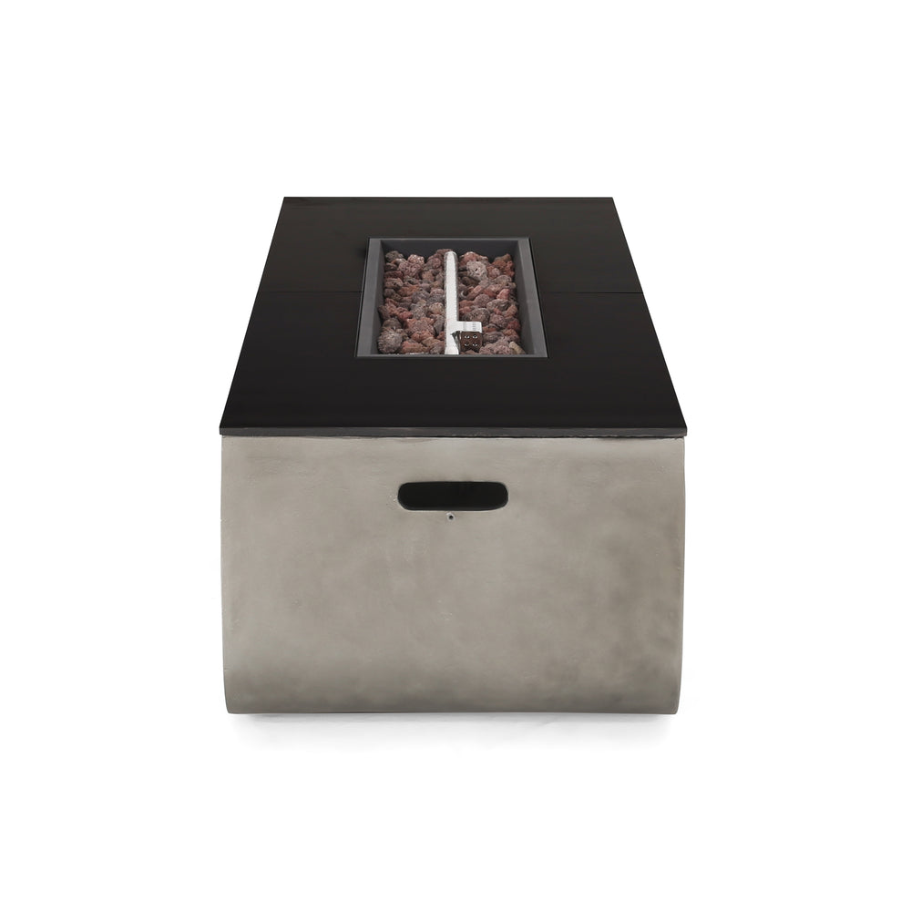 Charming Rectangle Outdoor Fire Table - Light Grey & Black