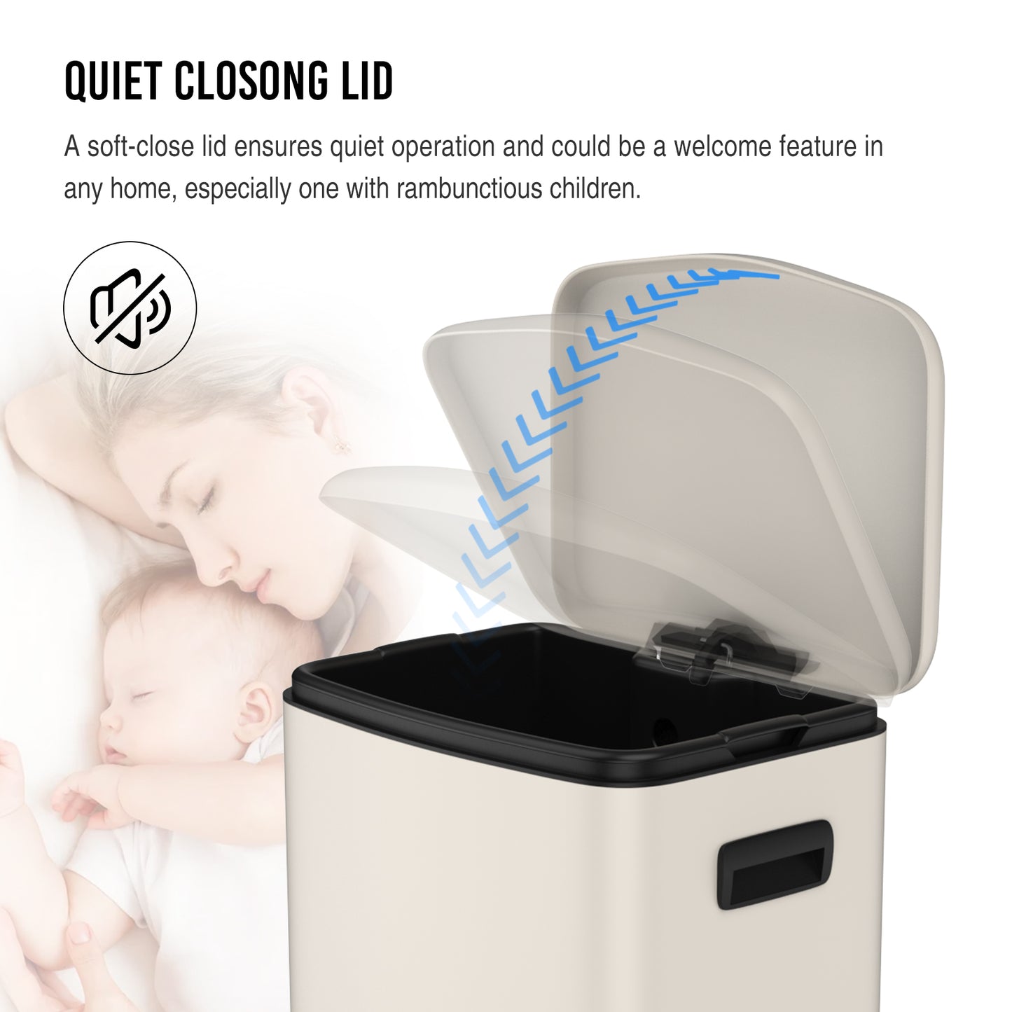 Sleek Soft-Close Kitchen Trash Can with Foot Pedal and Bags