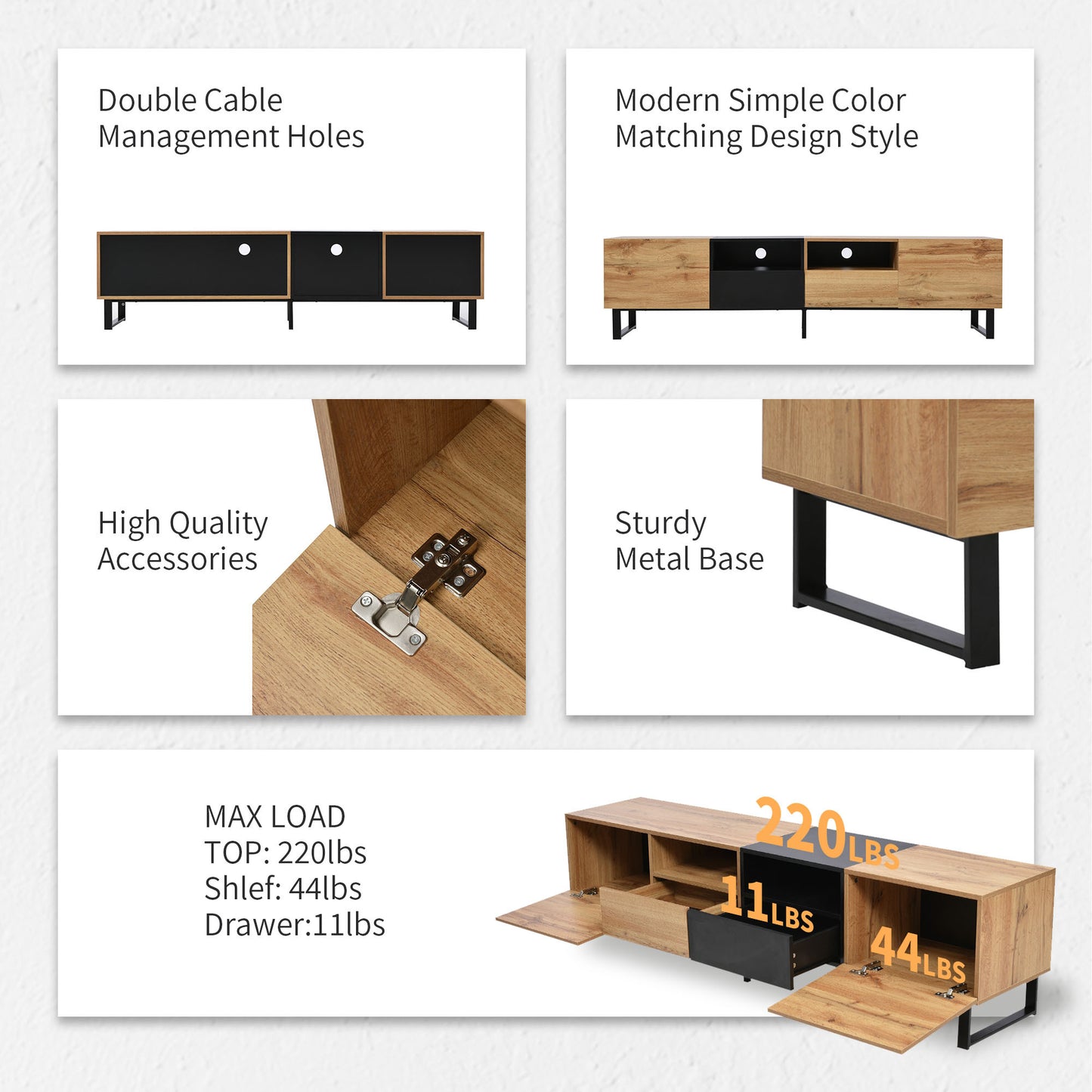 Sleek Media Console with Drop-Down Door and Ample Storage