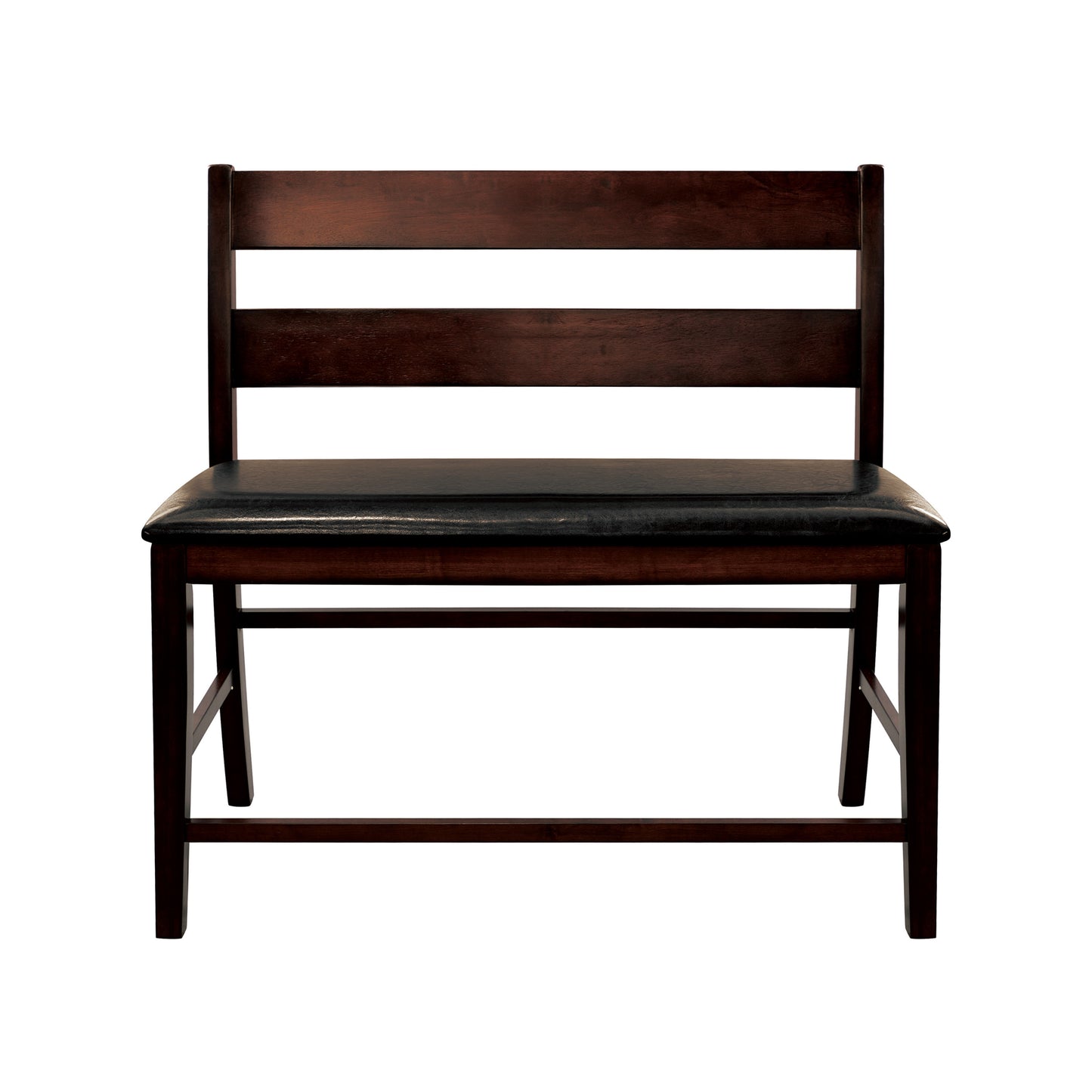 Charming Cherry Counter Bench with Faux Leather Seat