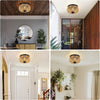 Woven Rattan Glow Flush Mount Light