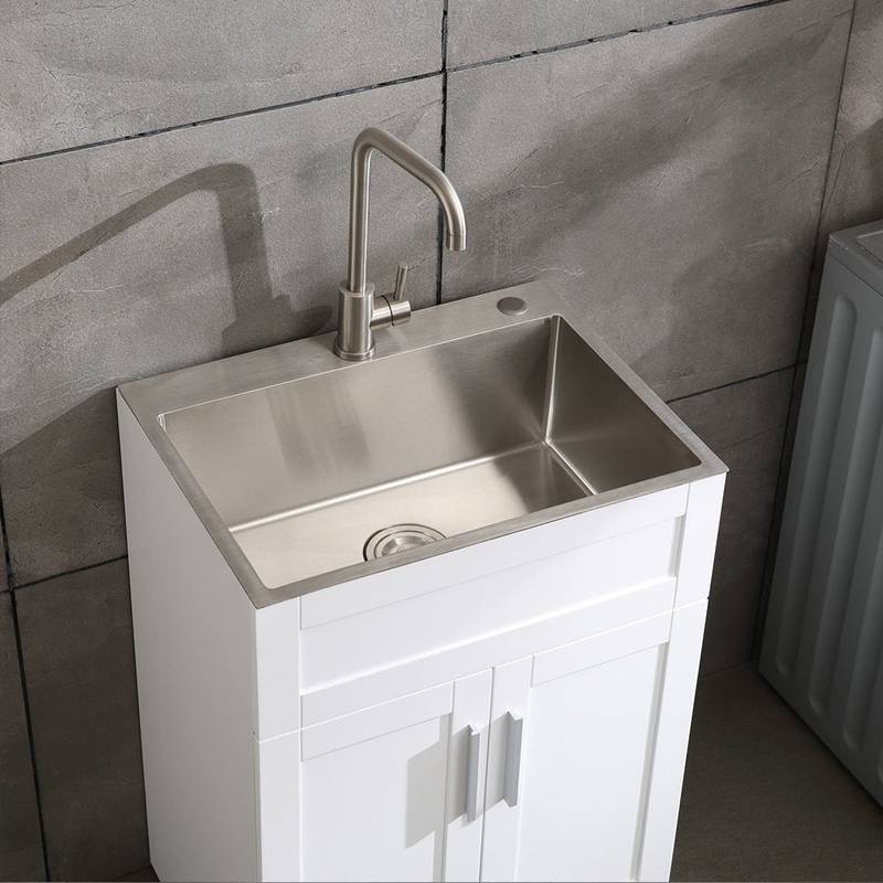 Sleek Stainless Steel Sink with Faucet & Drain System