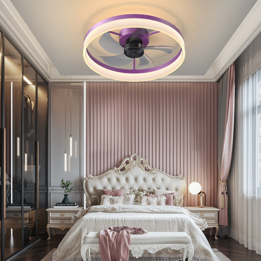 Dimmable LED Ceiling Fan - Modern Aura in Purple