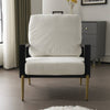 Chic White Accent Armchair with Gold Legs