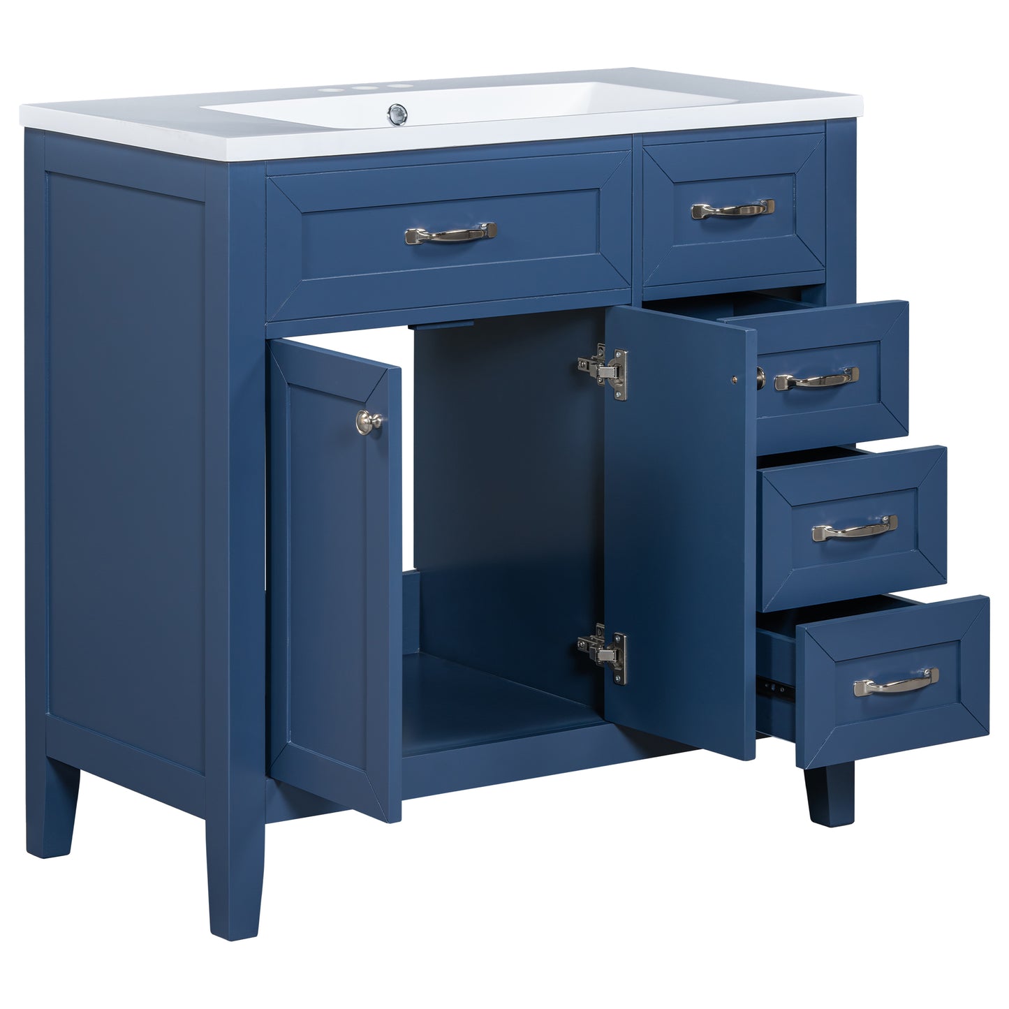 “Chic Blue Bathroom Vanity with Sink and Storage”