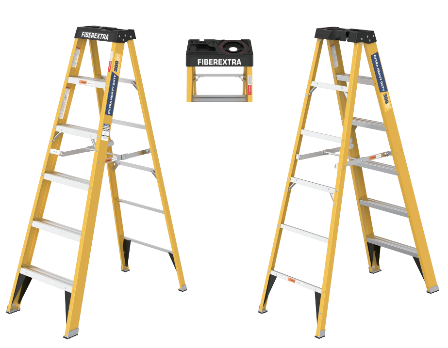 Bright Yellow Fiberglass Step Ladder - Heavy Duty Design