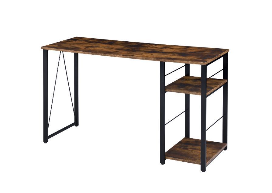 Rustic Oak & Black Writing Desk