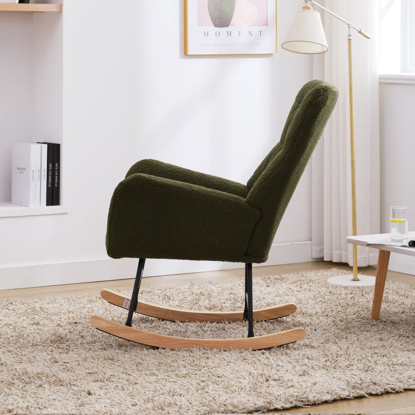 Cozy Teddy Rocking Chair in Dark Green