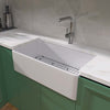 Chic White Farmhouse Kitchen Sink with Drain & Grid