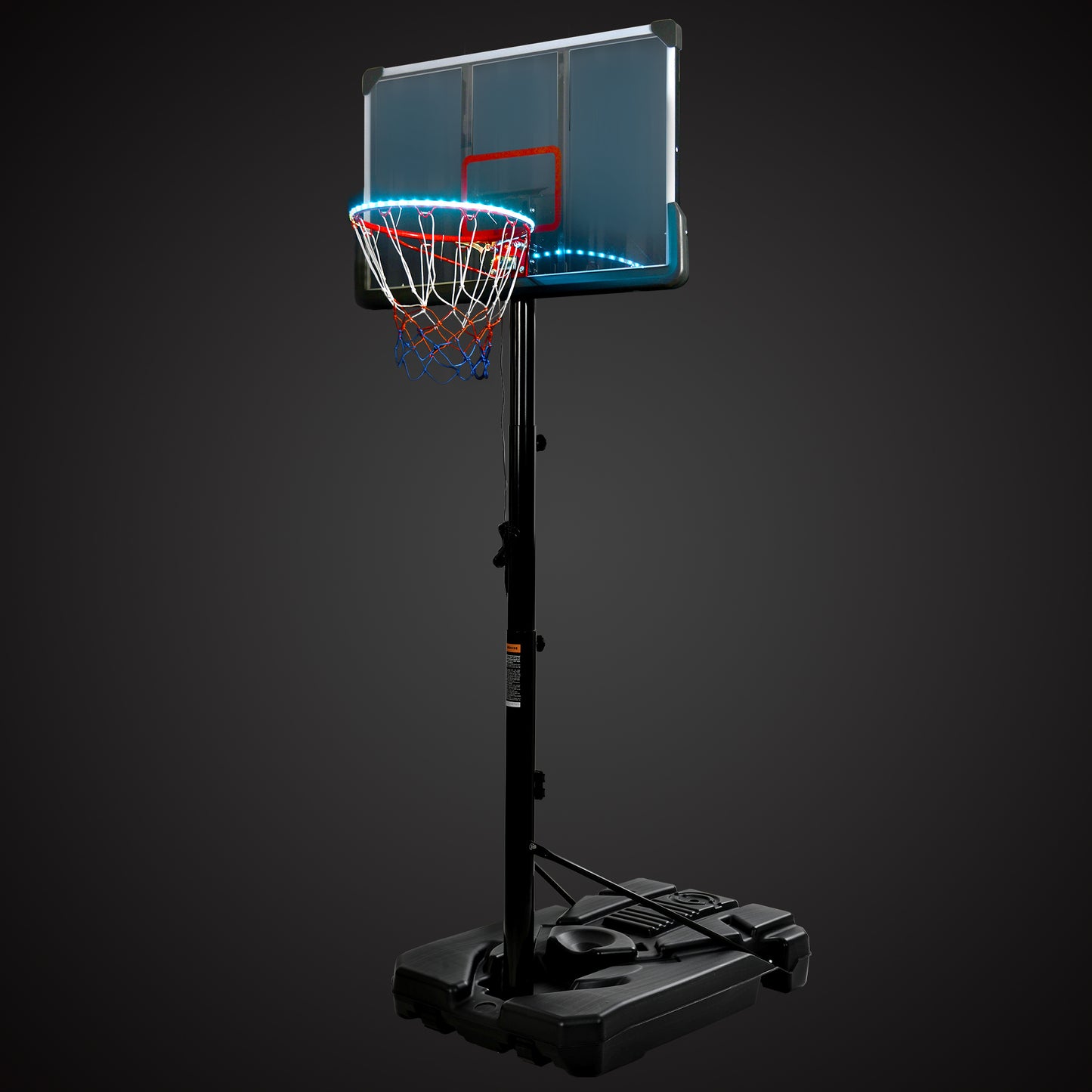 Glow Hoops: Adjustable Portable Basketball System for Nighttime Fun!