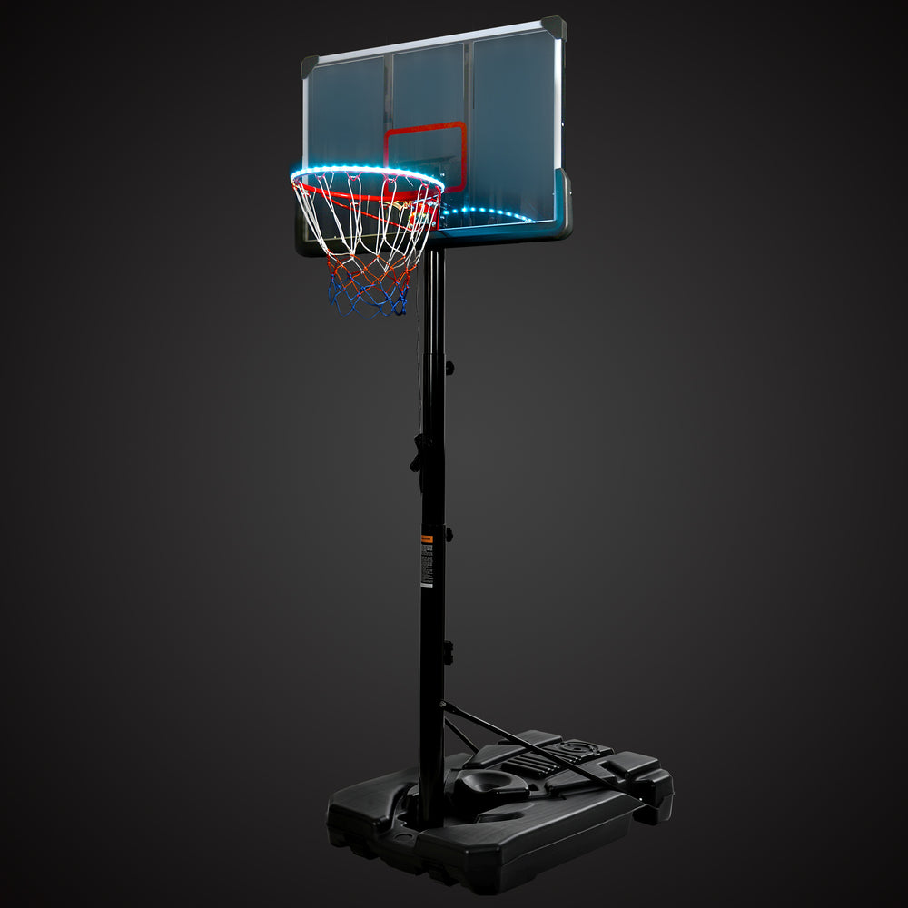 Glow Hoops: Adjustable Portable Basketball System for Nighttime Fun!