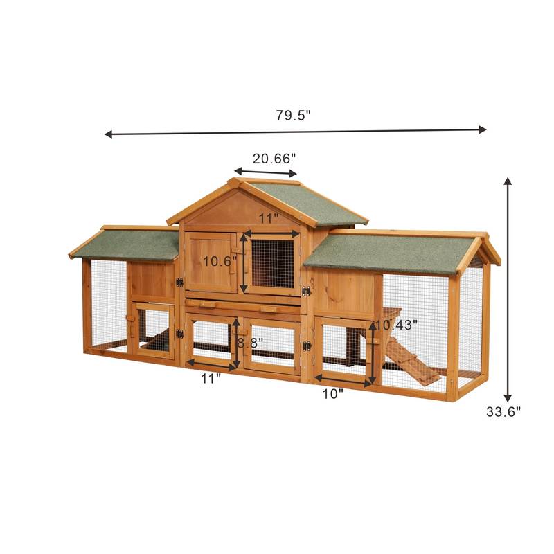 Spacious Bunny Haven with Dual Runs - Cozy Cage for Small Pets!