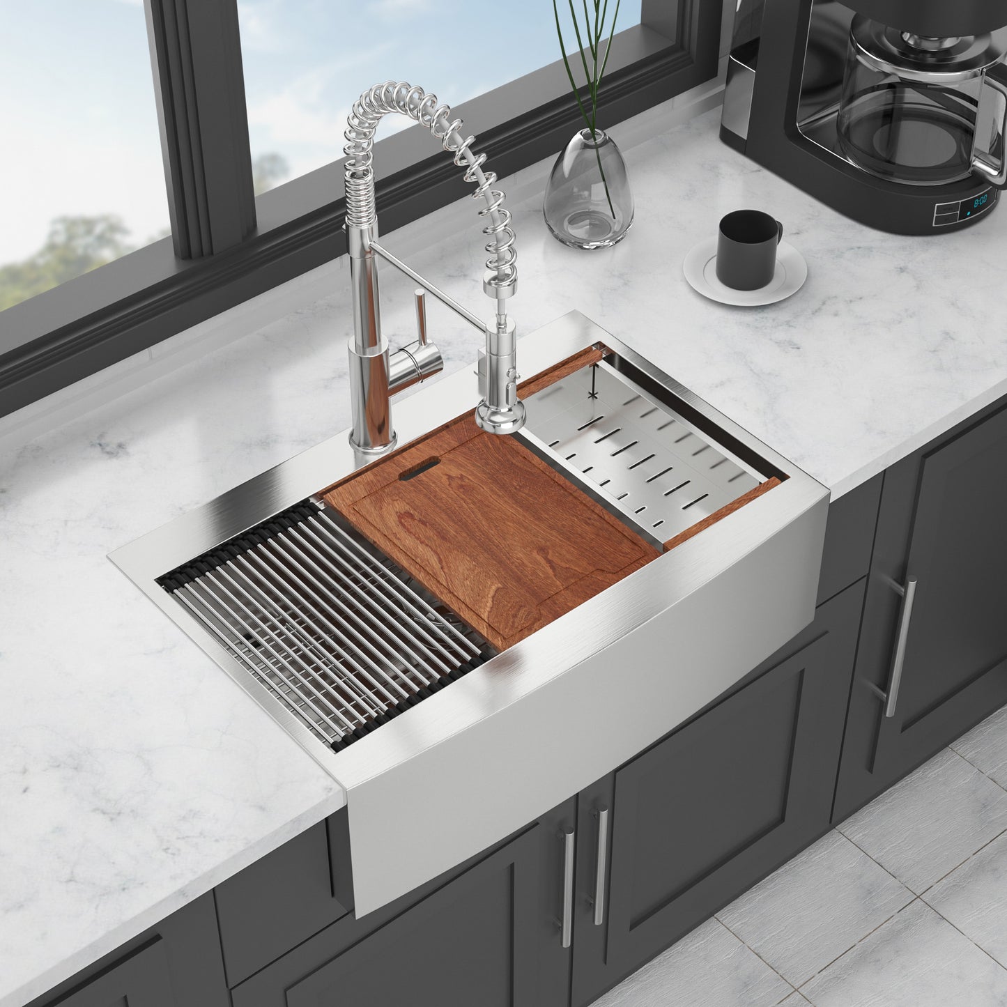 Farmhouse Stainless Steel Workstation Sink