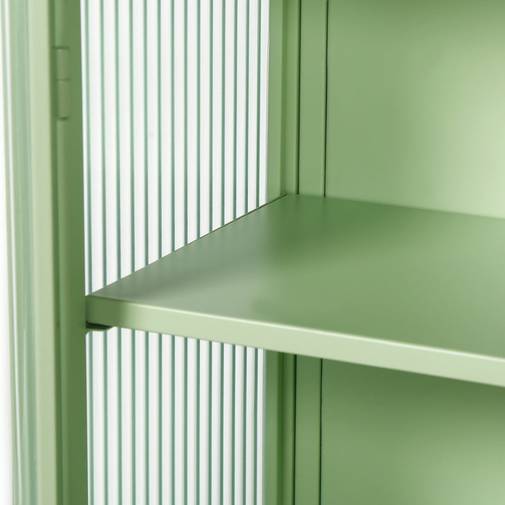 Mint Green Modern Wall Cabinet with Glass Doors