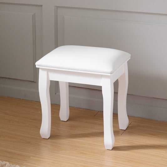 Chic White Makeup Stool with Cozy Cushion