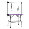 Purple Pet Grooming Table - Adjustable Arm & Non-Slip Mat